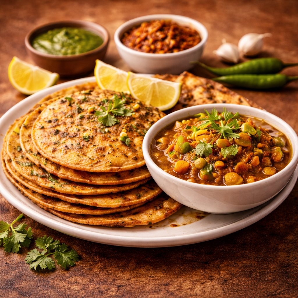 Thepla and Suki Bhaji